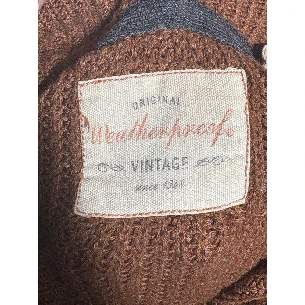 Weatherproof Vintage Mens Large Brown Acrylic Knit Mock Neck Button‎ Sweater L